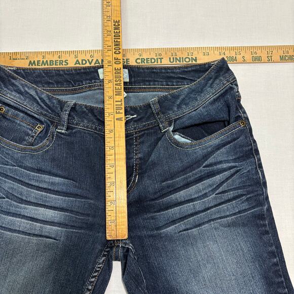 VTG Y2K Mudd Jeans Low Rise Flared size 5 Dark Wash Preppy 28 x 32 - Picture 7 of 8